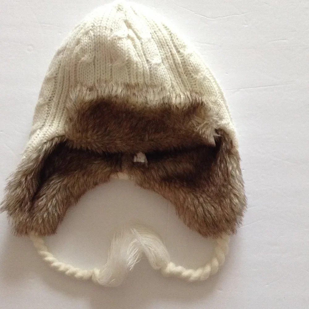Joe Fresh Kids Girls Children's Aviator Hat Forehead & Earflaps Faux Fur Lining